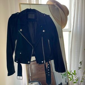 Blank NYC black suede leather motorcycle jacket size medium